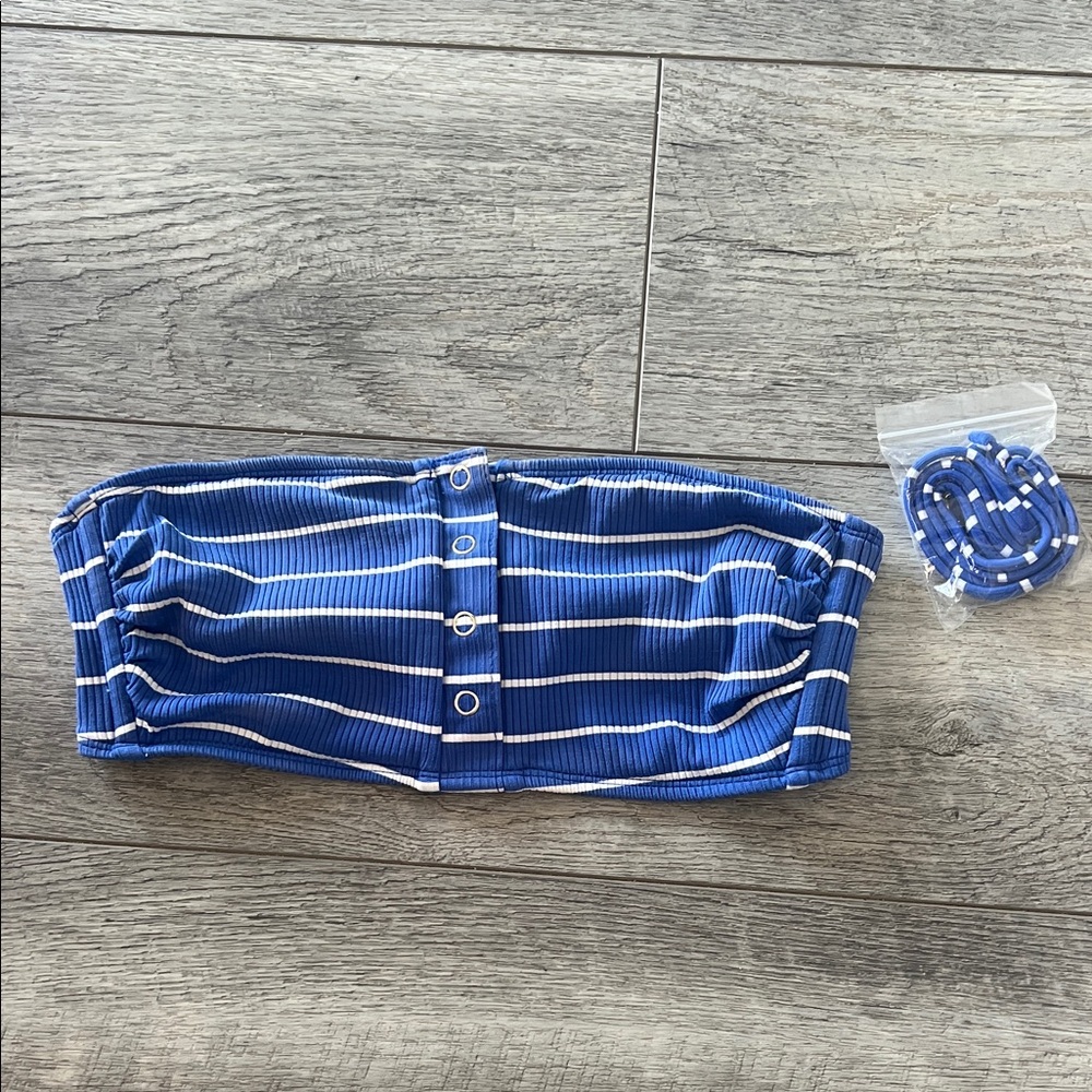 Blue and White nautical Striped Bandeau Top